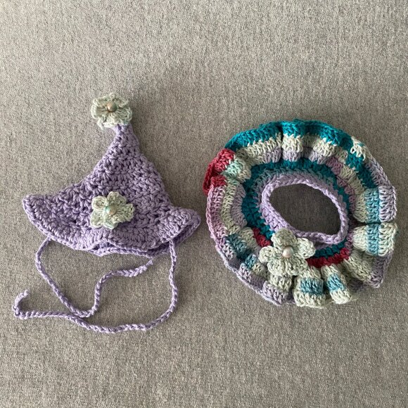 Handmade Crochet Purple Multicolour Fairy Witch Outfit for 17cm Doll 2-Piece Set - Picture 8 of 8